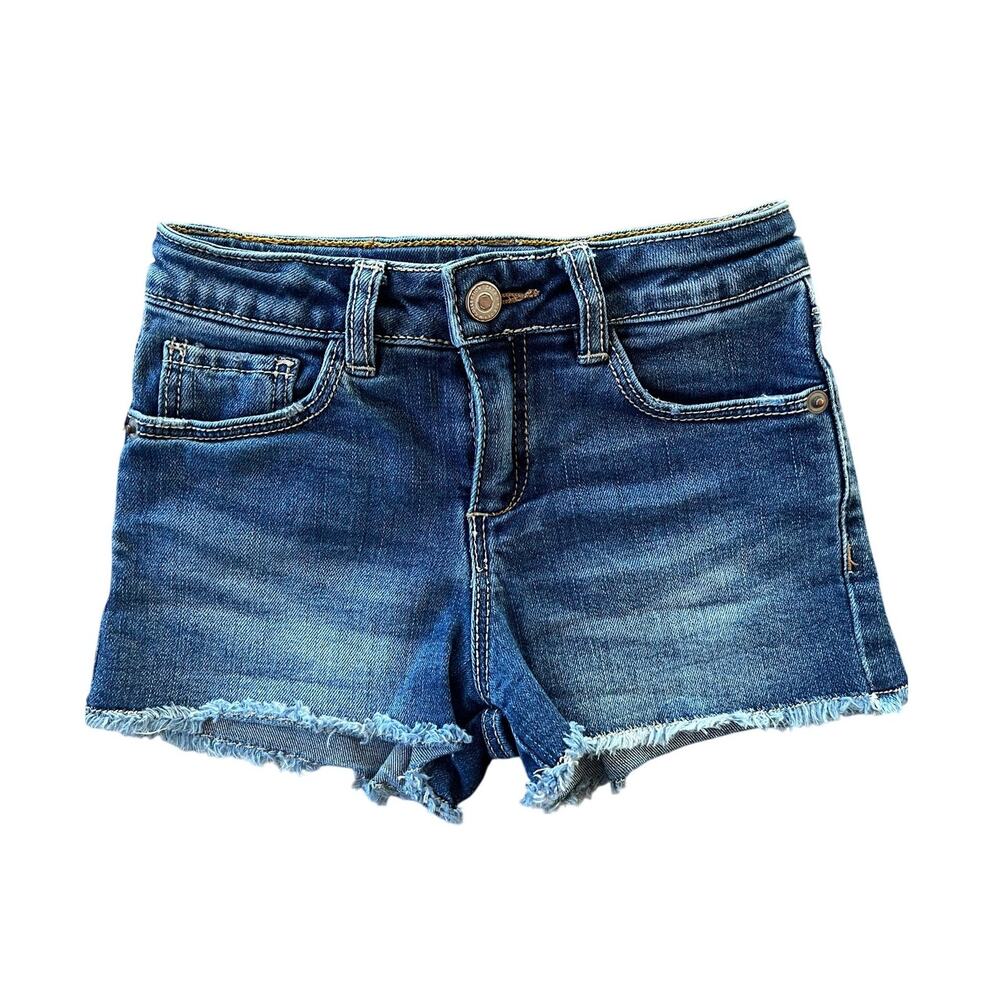 Zara Girls Denim Cutoff Shorts Frayed Hem Size 5 Medium Wash